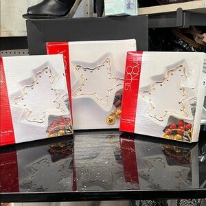 NEW Studio Nova 3pc set Holiday Candy Dishes White Star & Christmas Tree